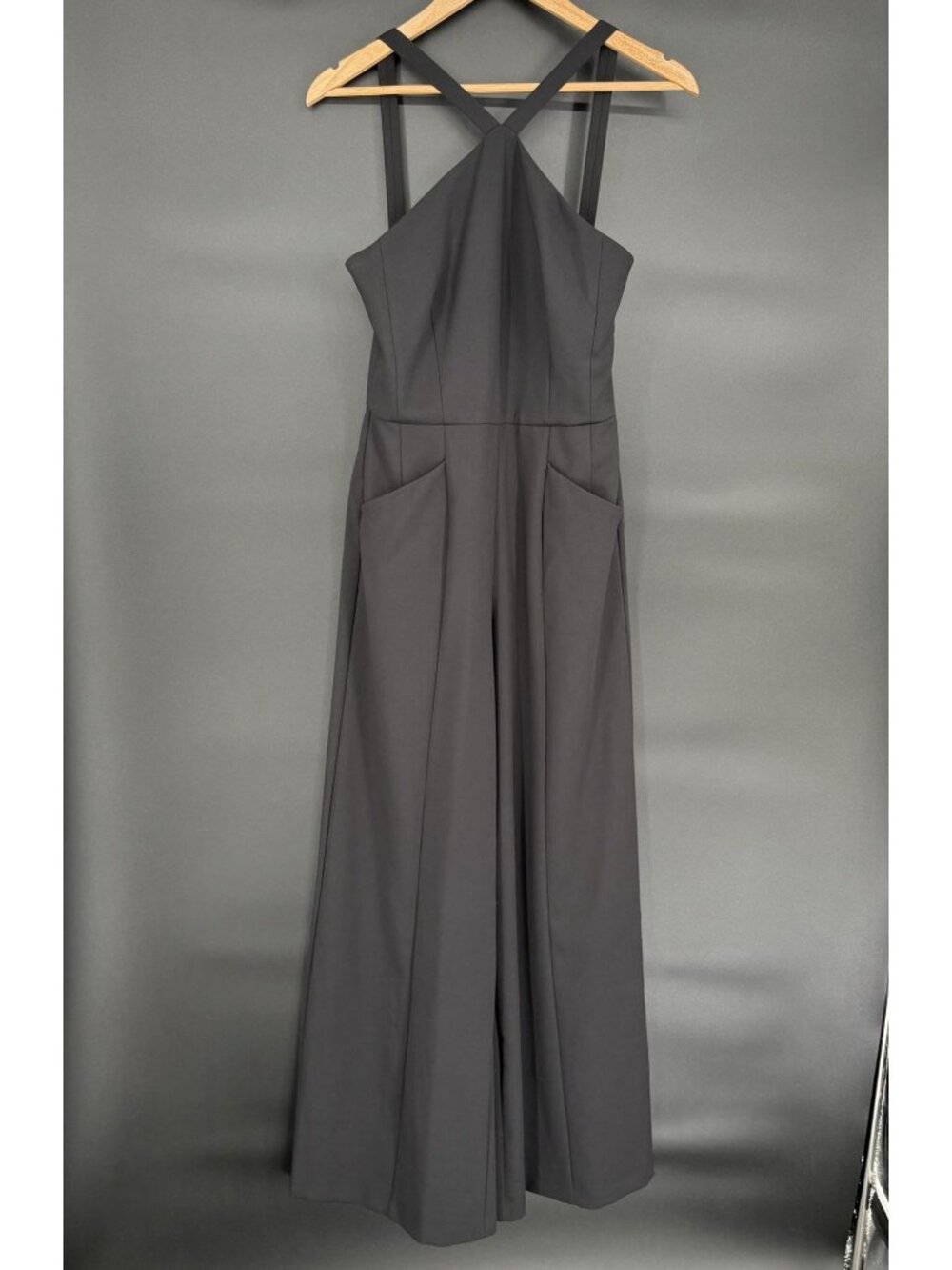 NWD Karen Millen Wide Leg Jumpsuit Size 4 Black Strappy Career Event Cocktail